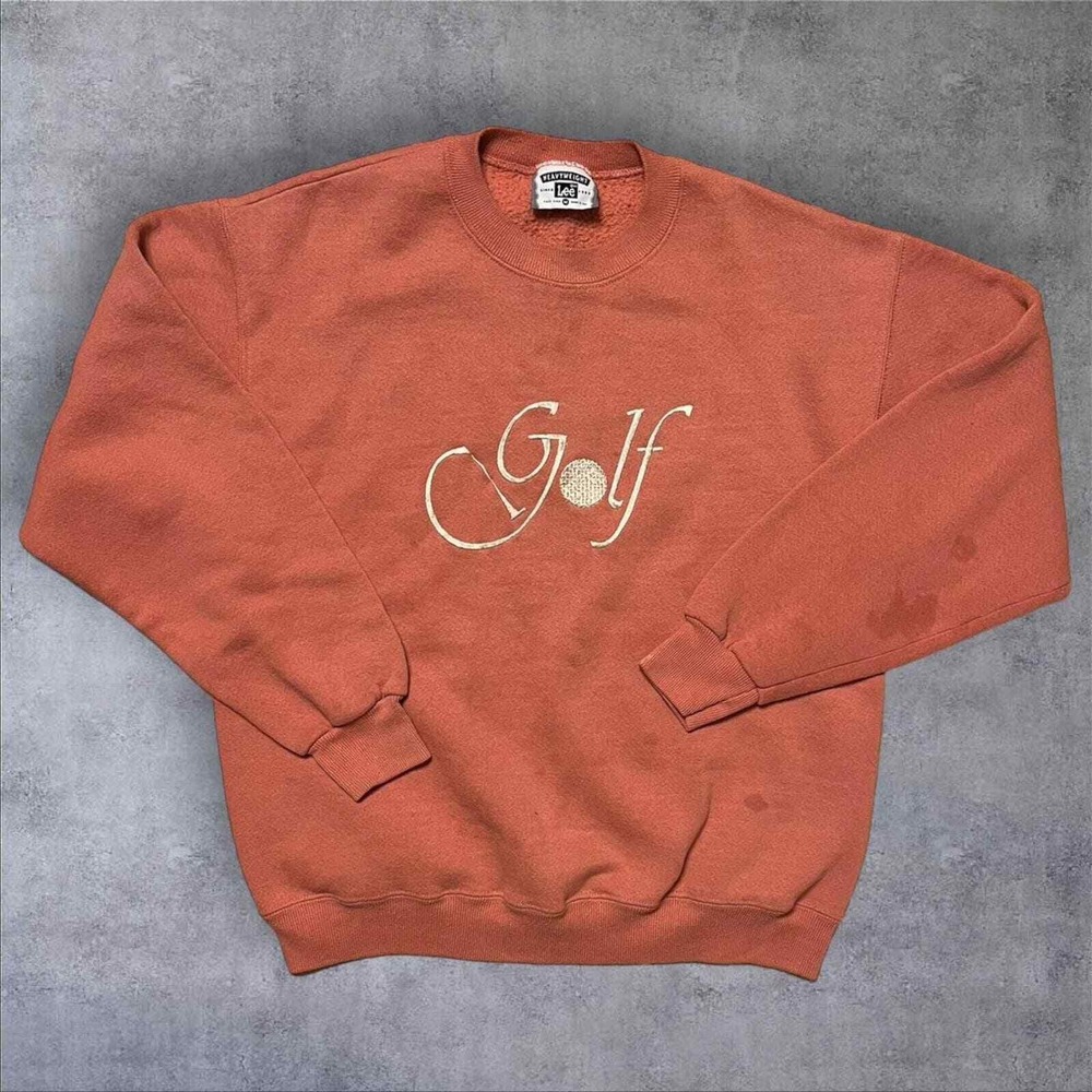 Vintage lee‎ crewneck sweater golf salmon pink M